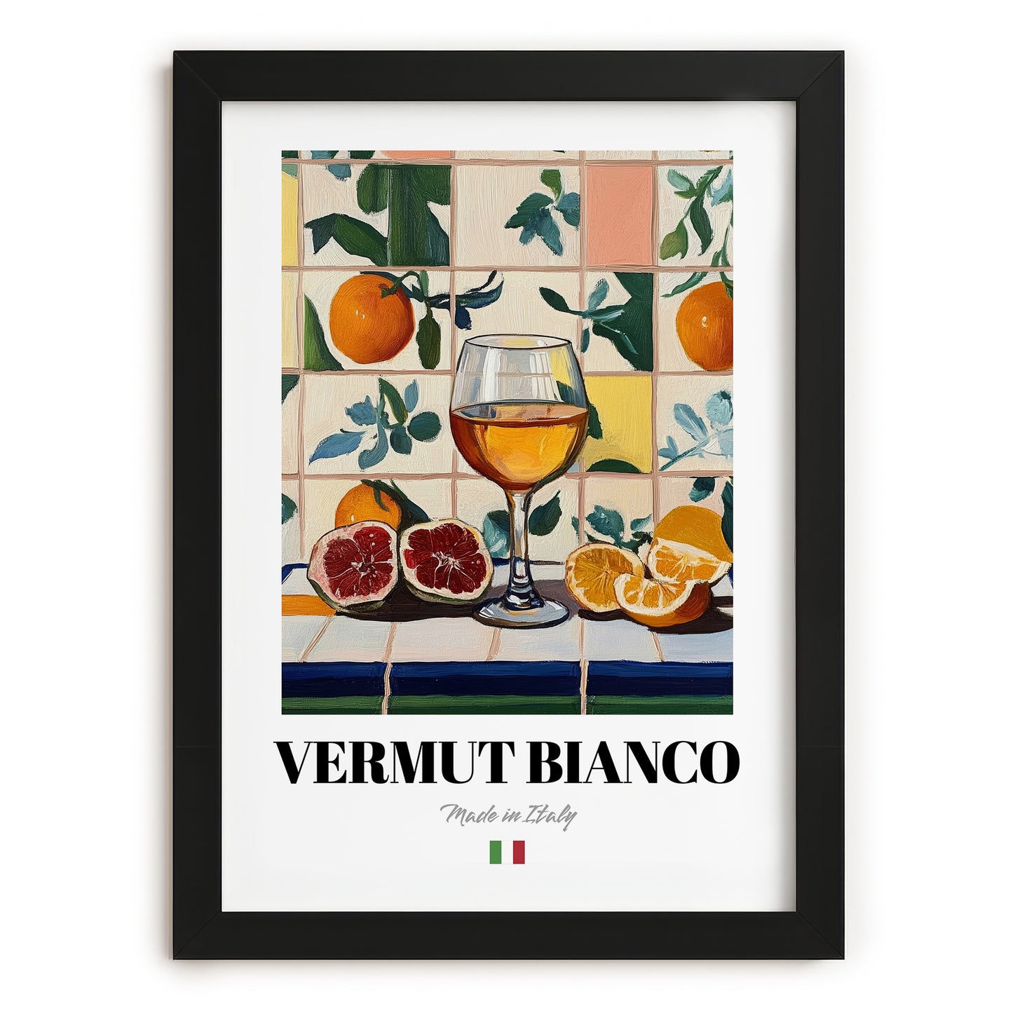 Vermut Bianco – Italian Coffee, Coffeehouse Wall Art, in sleek black frame