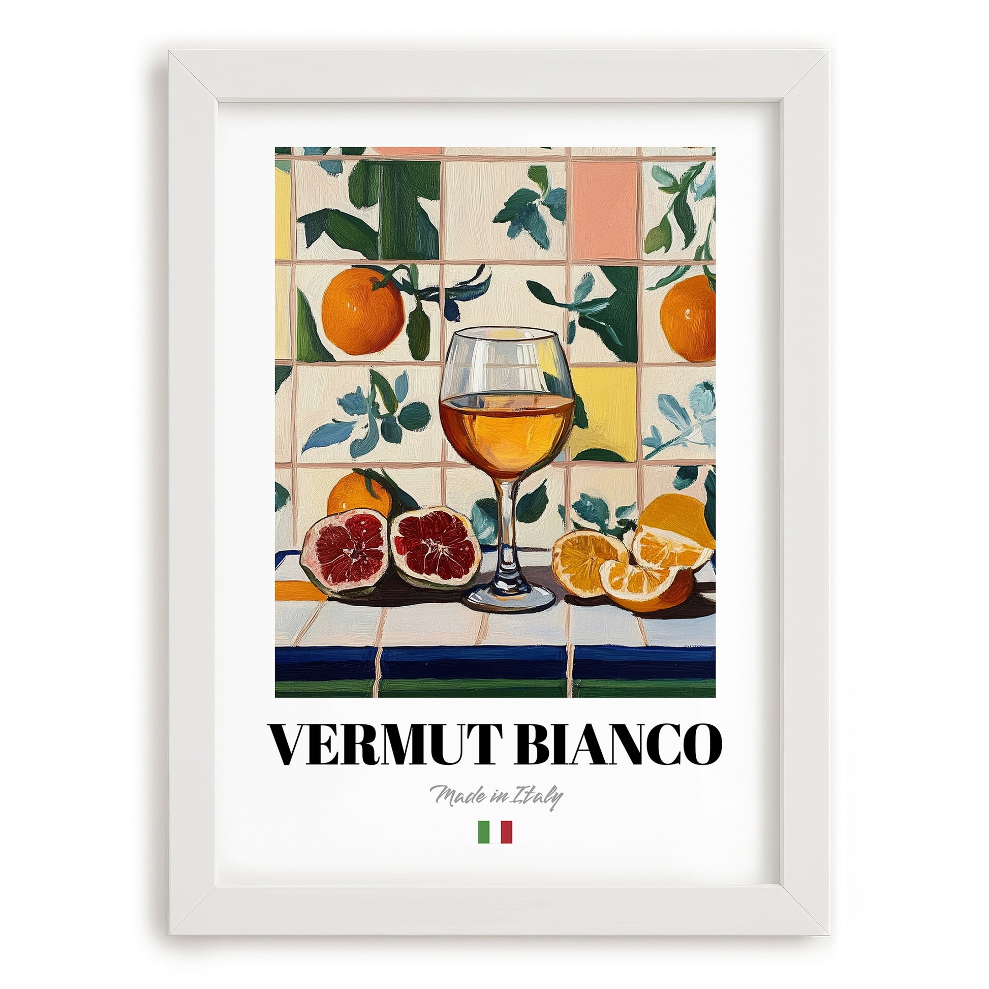 Vermut Bianco – Italian Coffee, Coffeehouse Wall Art, placed in minimal white frame