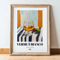Vermut Bianco – Italian Cocktail Drink, Sky Bar Poster, in wooden frame leaning on the floor
