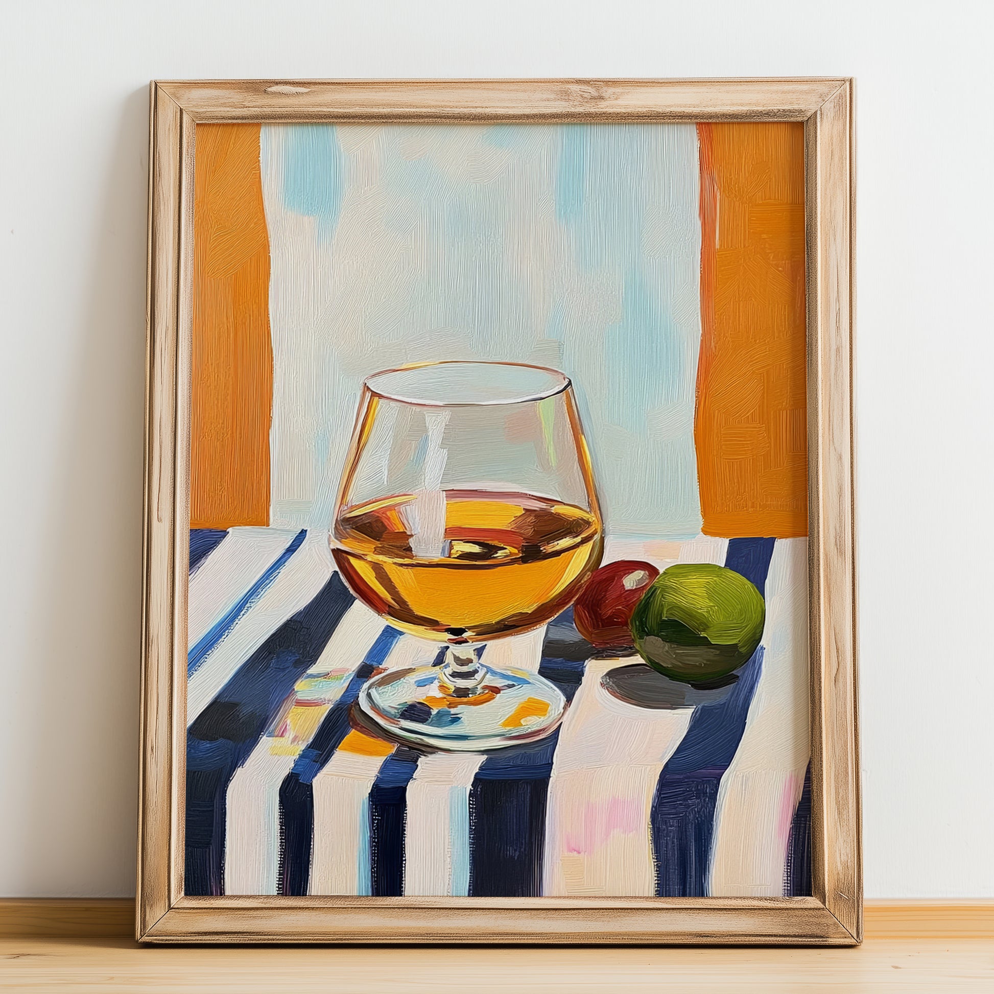 Vermut Bianco – Italian Cocktail Drink, Sky Bar Poster, no-text version framed in wood