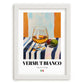Vermut Bianco – Italian Cocktail Drink, Sky Bar Poster, placed in minimal white frame