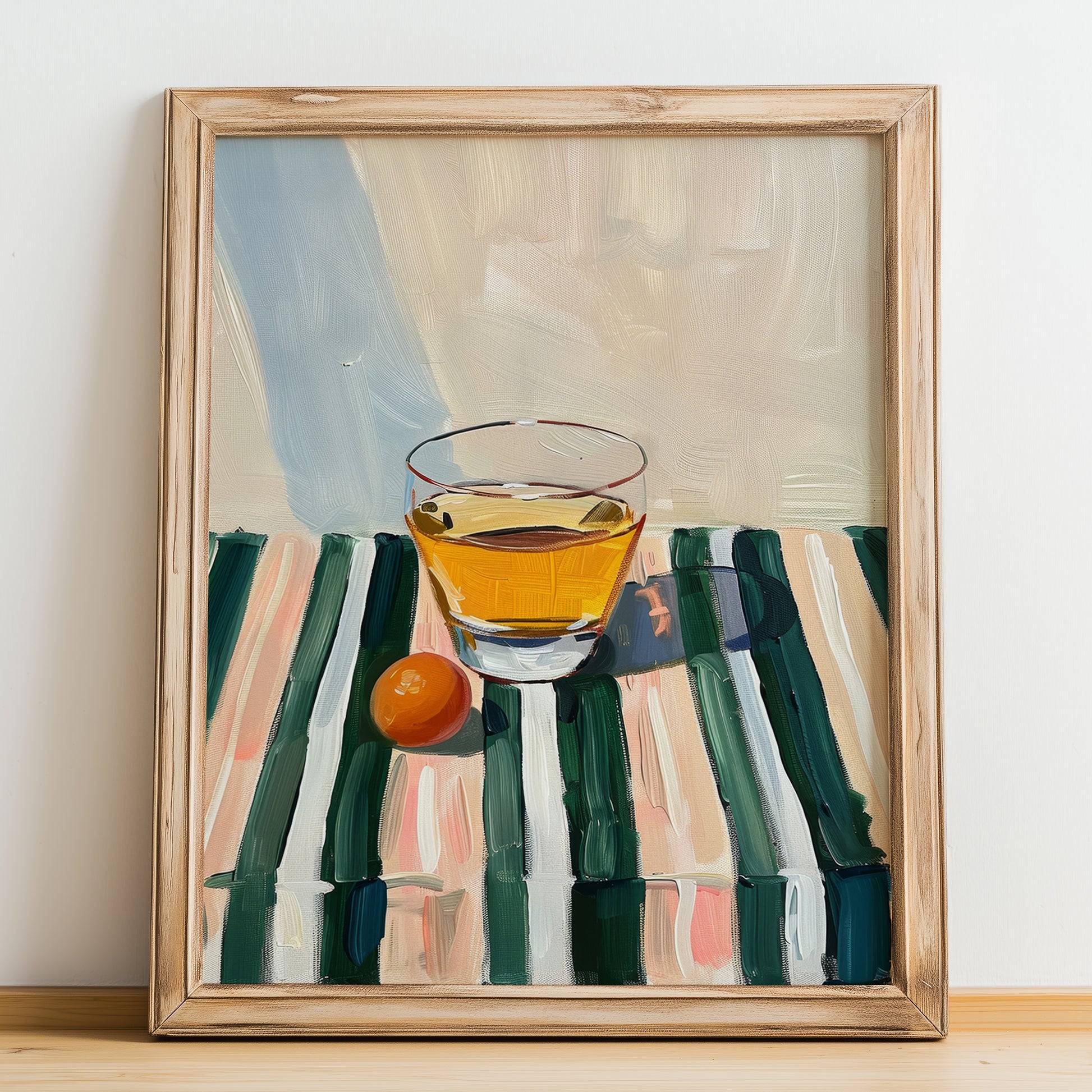 Vermut Bianco – Italian Cocktail Drink, Sky Bar Print, no-text version framed in wood