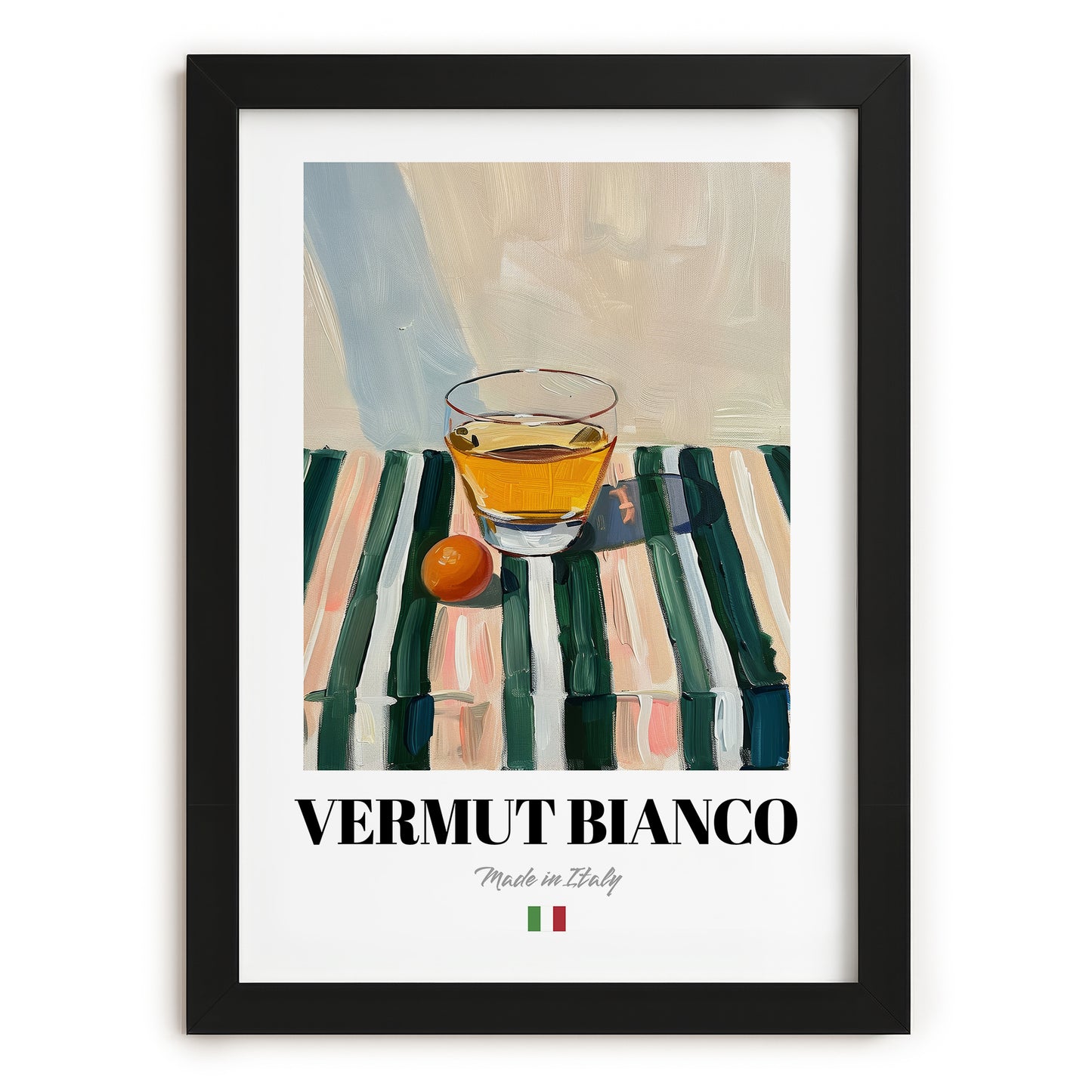 Vermut Bianco – Italian Cocktail Drink, Sky Bar Print, in sleek black frame