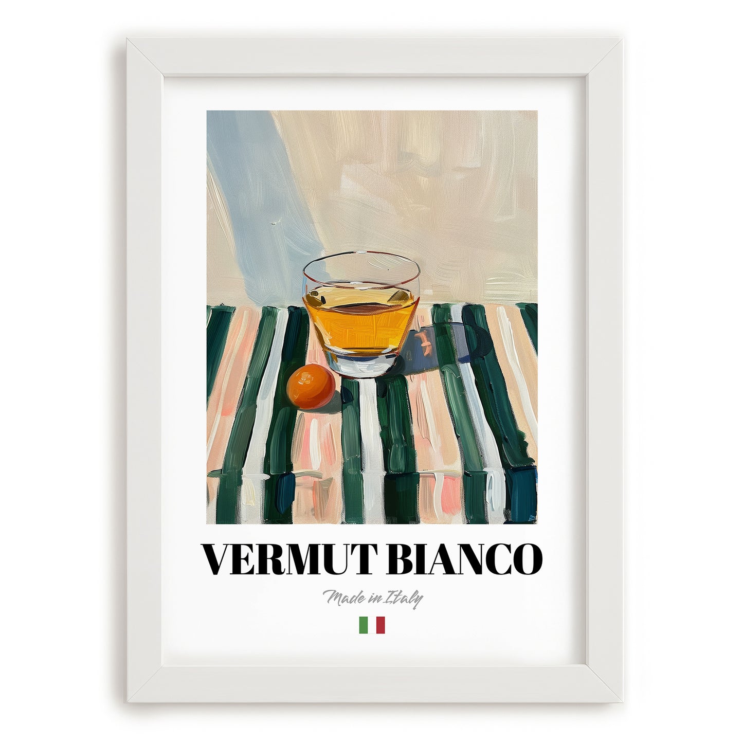 Vermut Bianco – Italian Cocktail Drink, Sky Bar Print, placed in minimal white frame