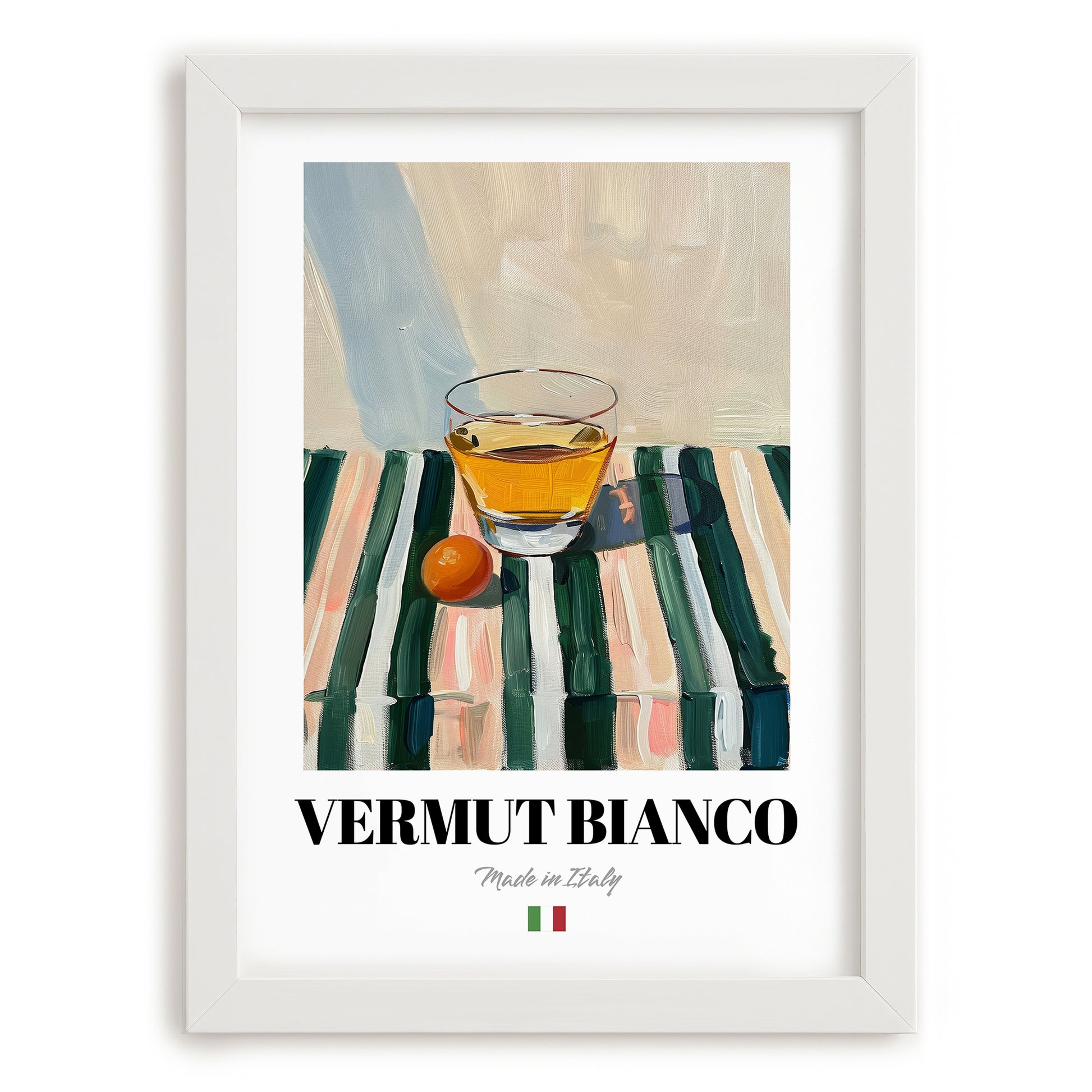 Vermut Bianco – Italian Cocktail Drink, Sky Bar Print, placed in minimal white frame