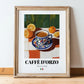 Caffè d'Orzo – Italian Cocktail Drink, Sky Bar Print, in wooden frame leaning on the floor