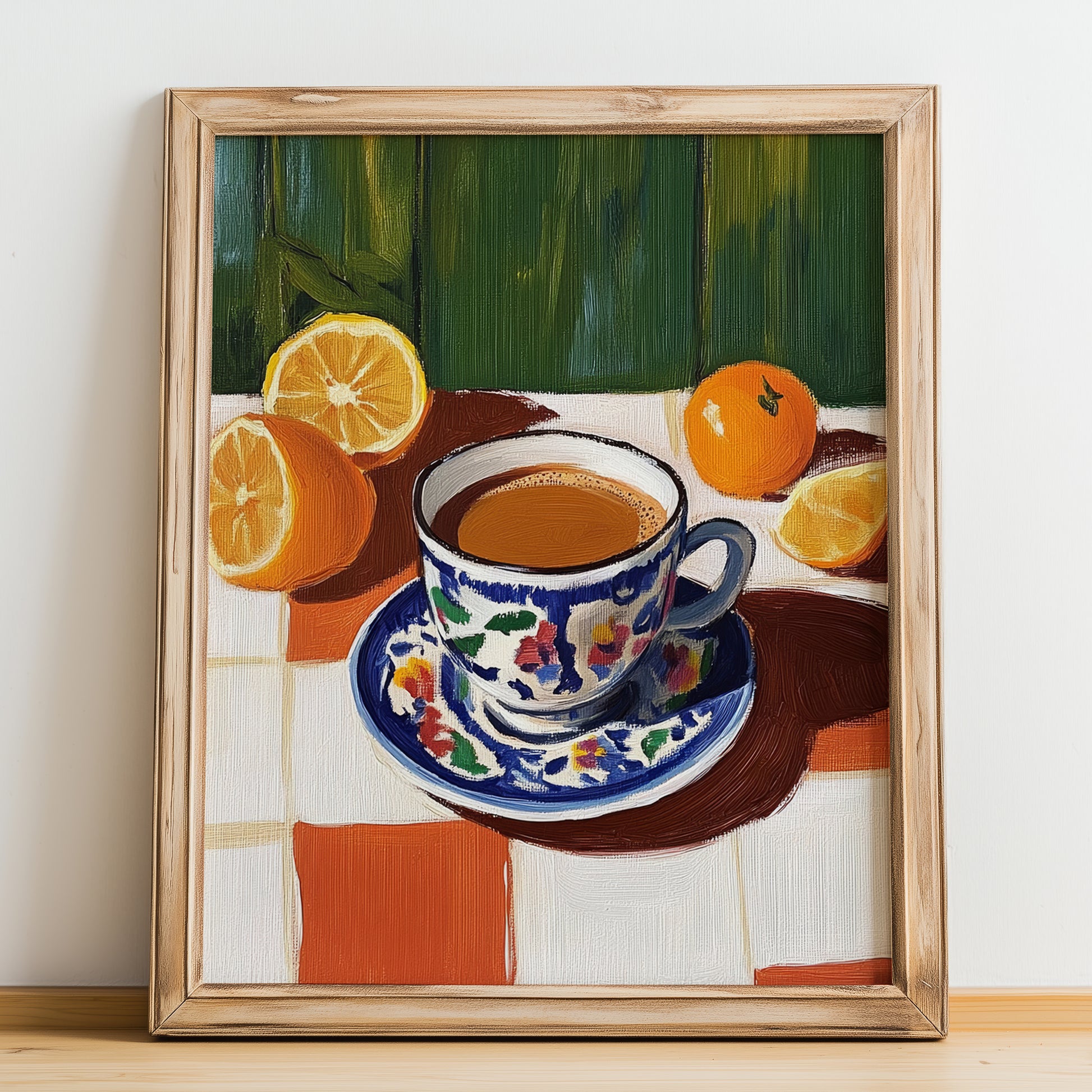 Caffè d'Orzo – Italian Cocktail Drink, Sky Bar Print, no-text version framed in wood