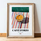 Caffè d'Orzo – Italian Coffee, Street Café Print, in wooden frame leaning on the floor
