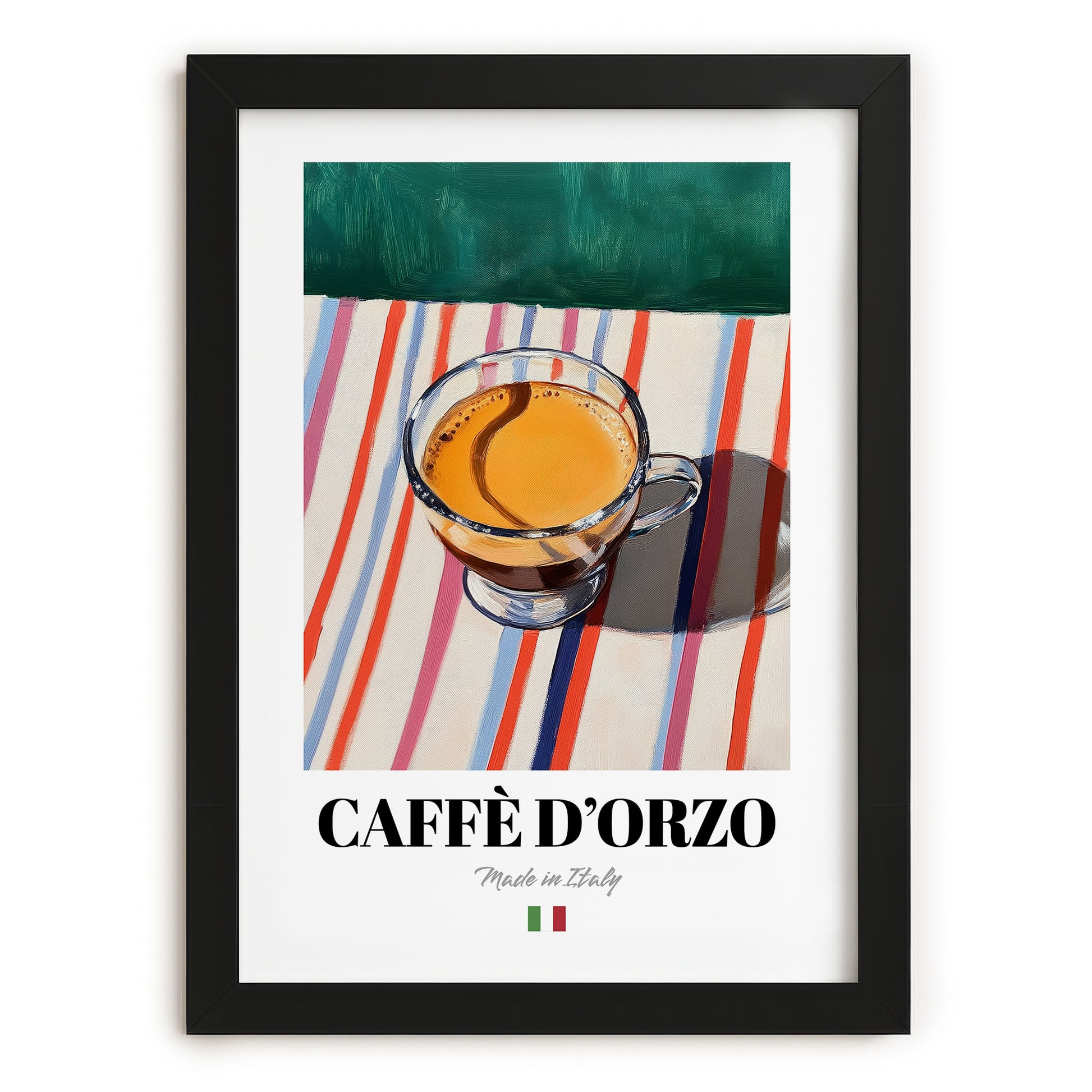 Caffè d'Orzo – Italian Coffee, Street Café Print, in sleek black frame