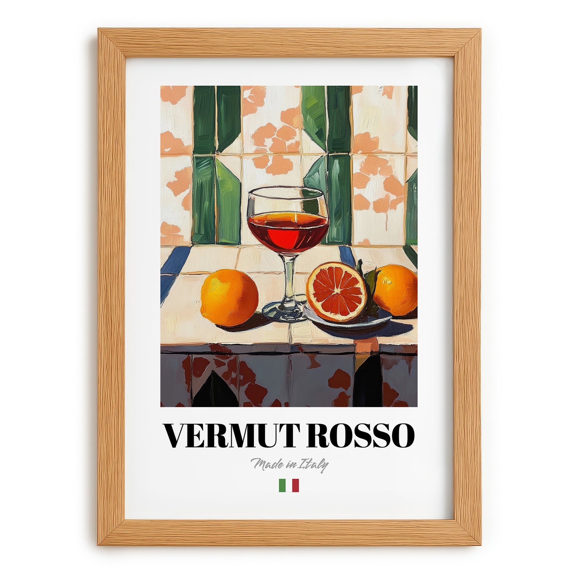 Vermut Rosso – Italian Coffee, Café Print, set in oak frame