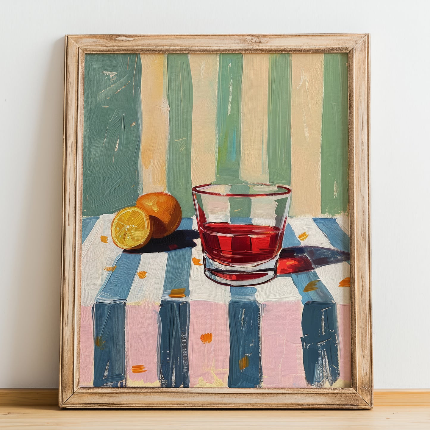Vermut Rosso – Italian Cocktail Drink, Beach Bar Print, no-text version framed in wood