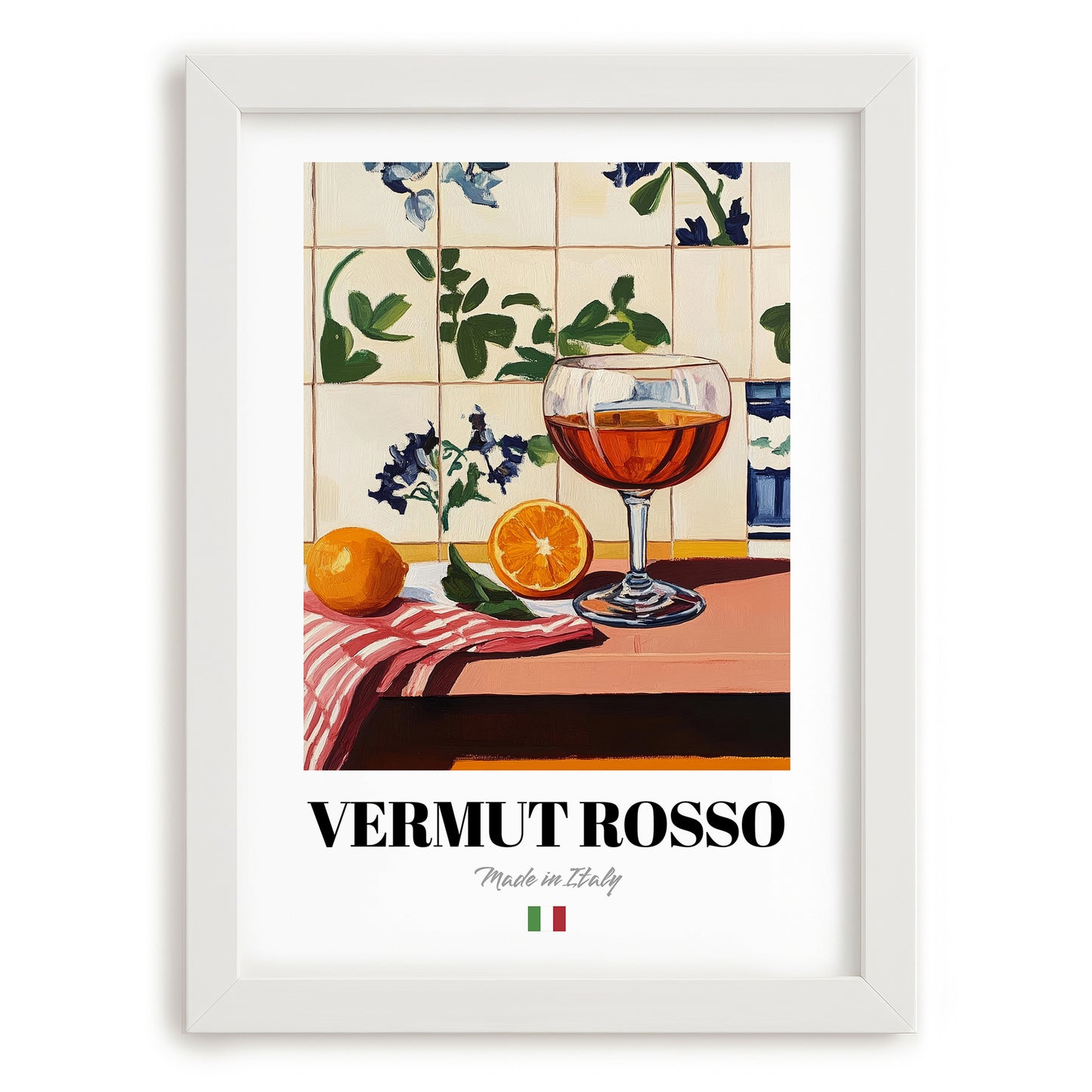 Vermut Rosso – Italian Cocktail Drink, Sky Bar Print, placed in minimal white frame