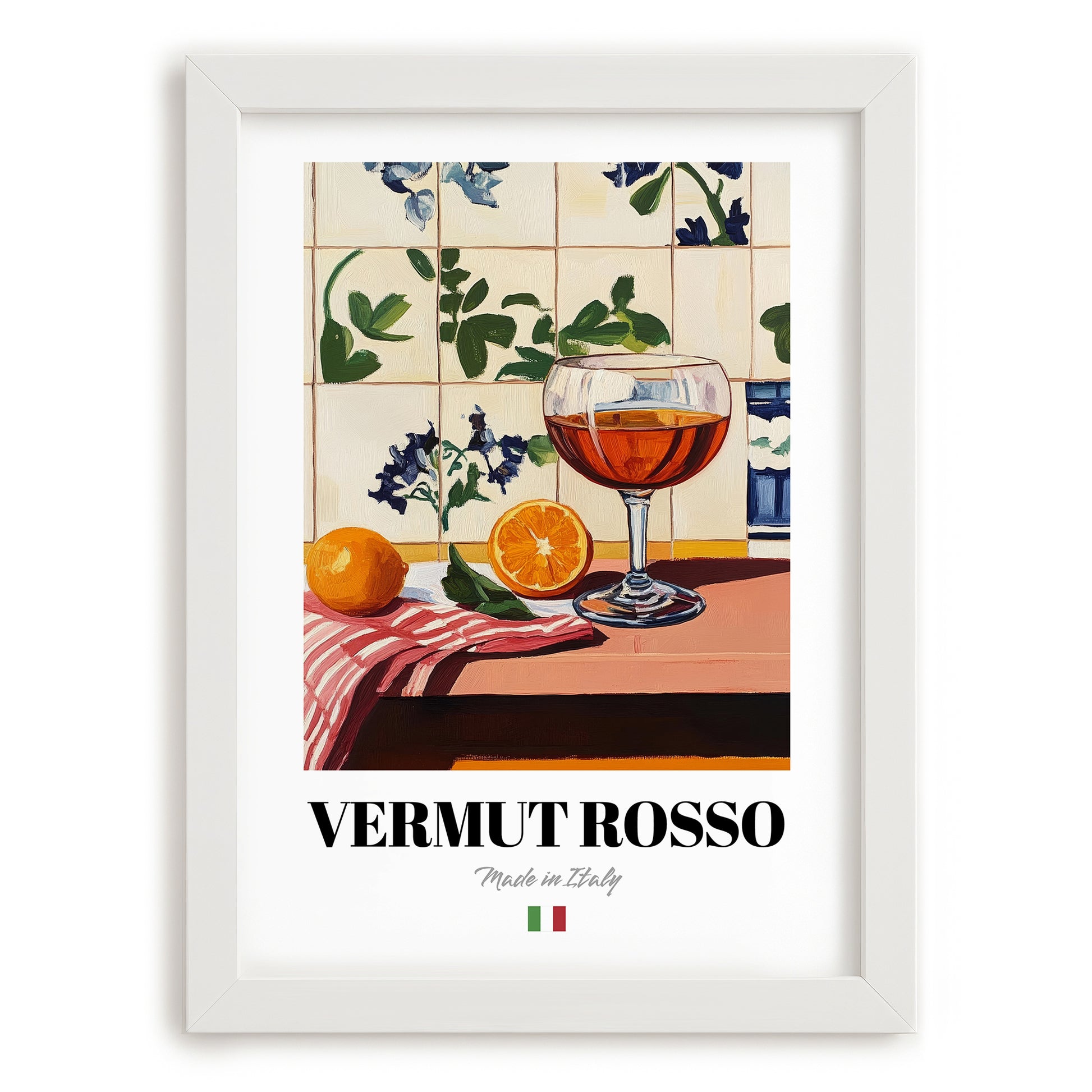 Vermut Rosso – Italian Cocktail Drink, Sky Bar Print, placed in minimal white frame