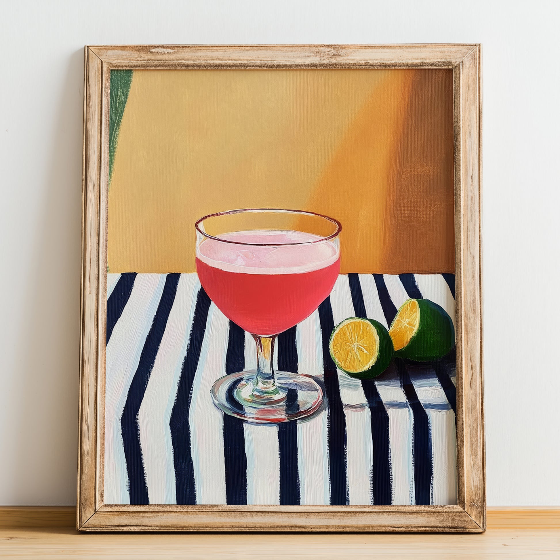 Rosolio – Italian Liqueur Drink, Sky Bar Poster, no-text version framed in wood