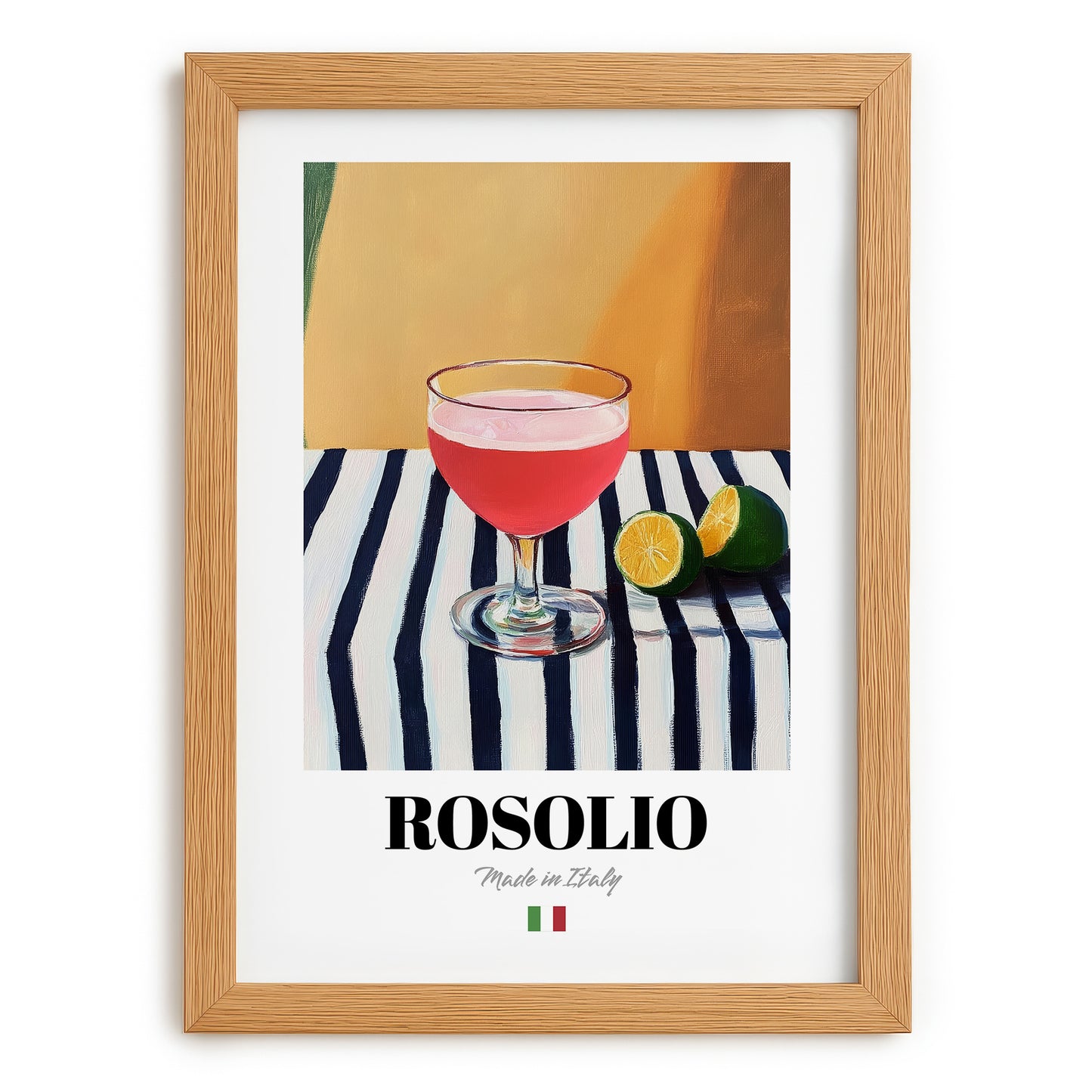 Rosolio – Italian Liqueur Drink, Sky Bar Poster, set in oak frame