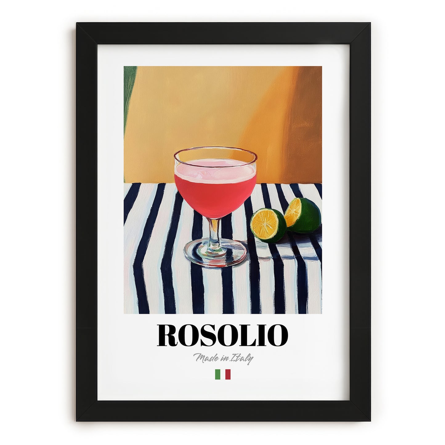 Rosolio – Italian Liqueur Drink, Sky Bar Poster, in sleek black frame