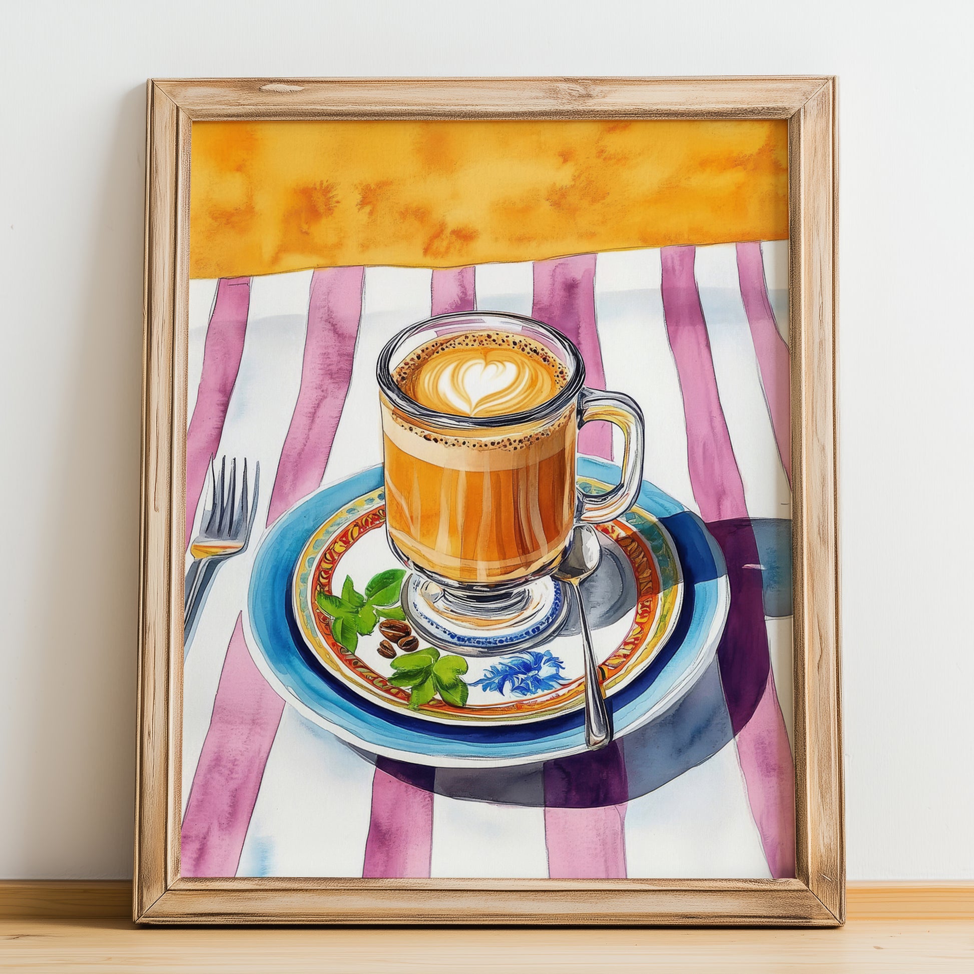 Bicerin – Italian Coffee, Café Poster, no-text version framed in wood