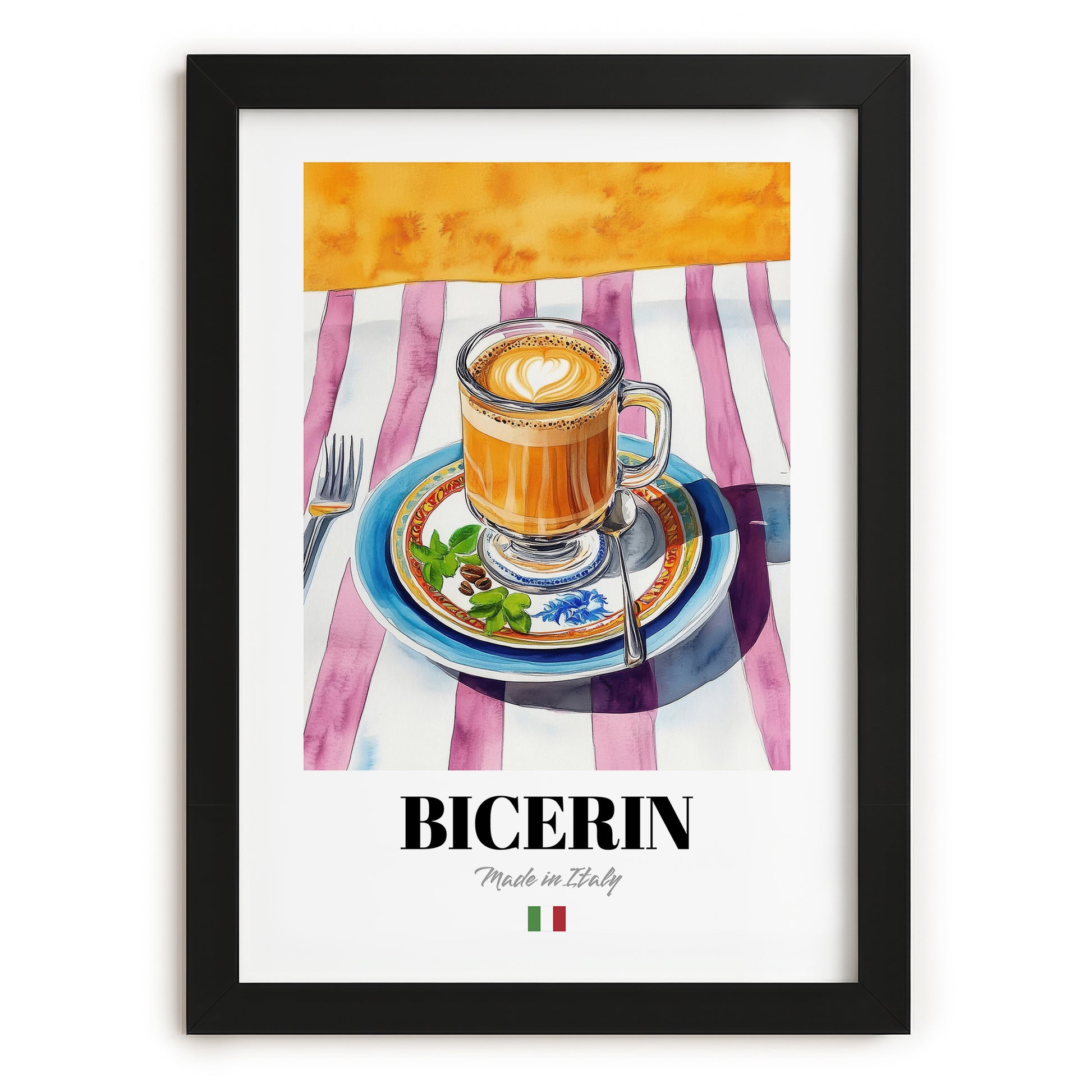 Bicerin – Italian Coffee, Café Poster, in sleek black frame