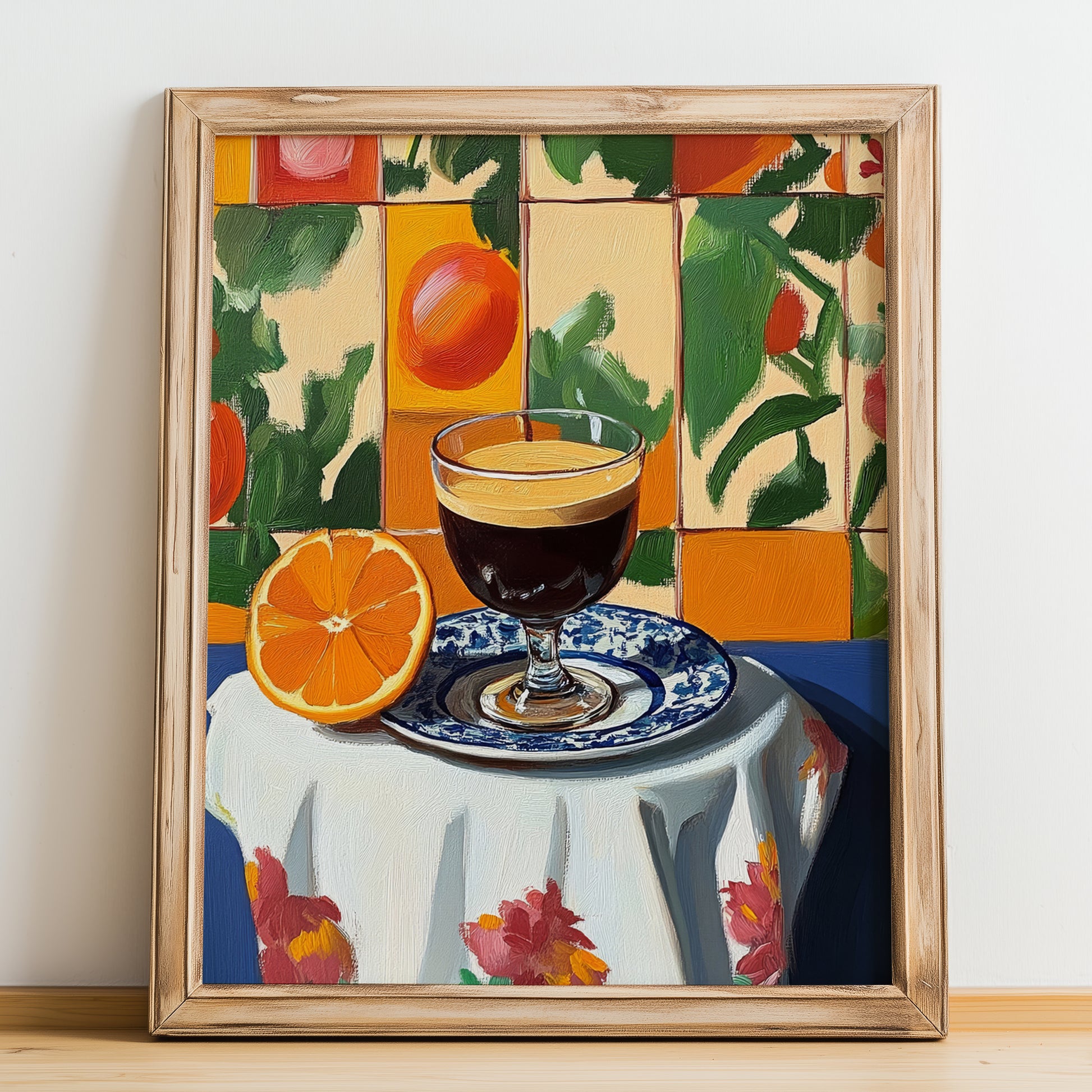 Bicerin – Italian Coffee, Espresso Bar Poster, no-text version framed in wood