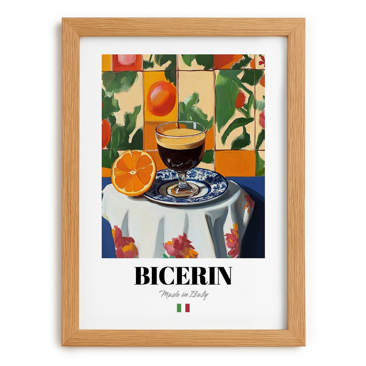 Bicerin – Italian Coffee, Espresso Bar Poster, set in oak frame