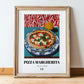 Pizza Margherita – Italian Pizza, Trattoria Poster, in wooden frame leaning on the floor