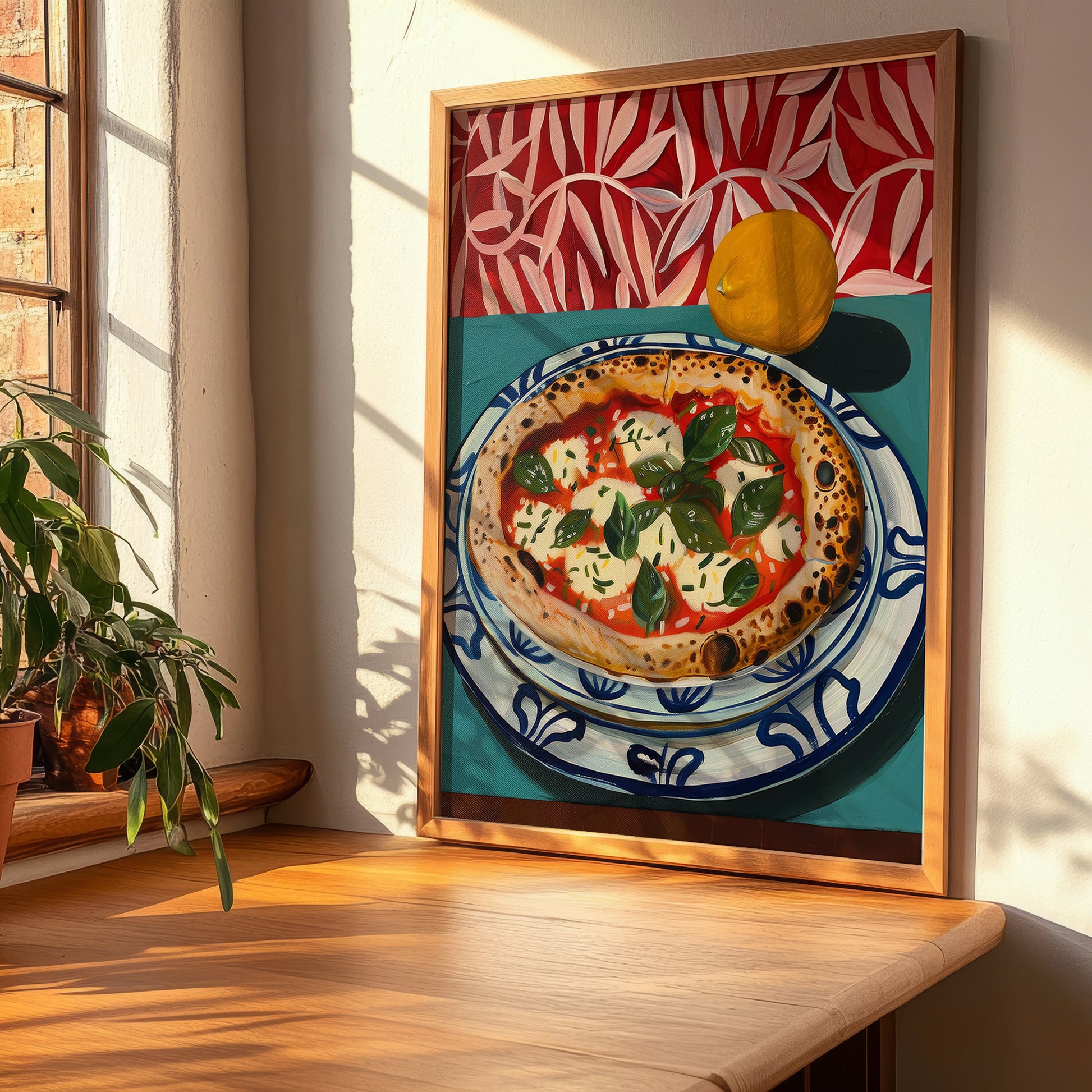 Pizza Margherita – Italian Pizza, Trattoria Poster, clean layout with no caption