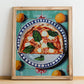 Pizza Margherita – Italian Pizza, Ristorante Poster, no-text version framed in wood