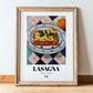 Lasagna – Italian Pasta, Trattoria Print, in wooden frame leaning on the floor