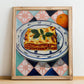 Lasagna – Italian Pasta, Trattoria Print, no-text version framed in wood