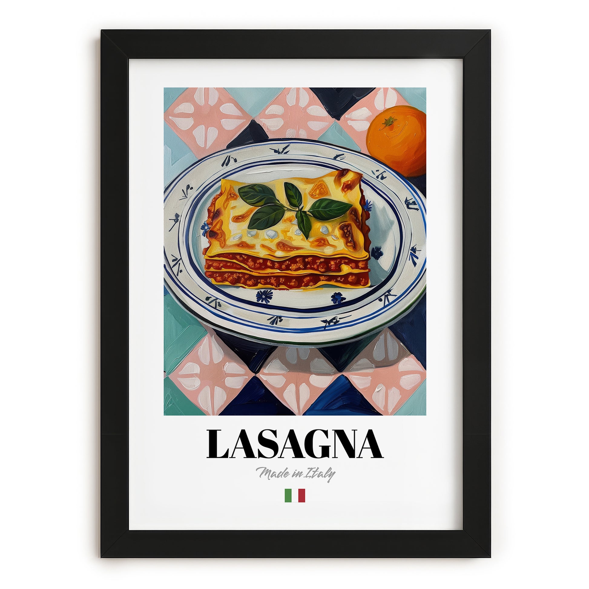 Lasagna – Italian Pasta, Trattoria Print, in sleek black frame
