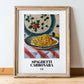 Spaghetti Carbonara – Italian Pasta, Restaurant Still Life, in wooden frame leaning on the floor