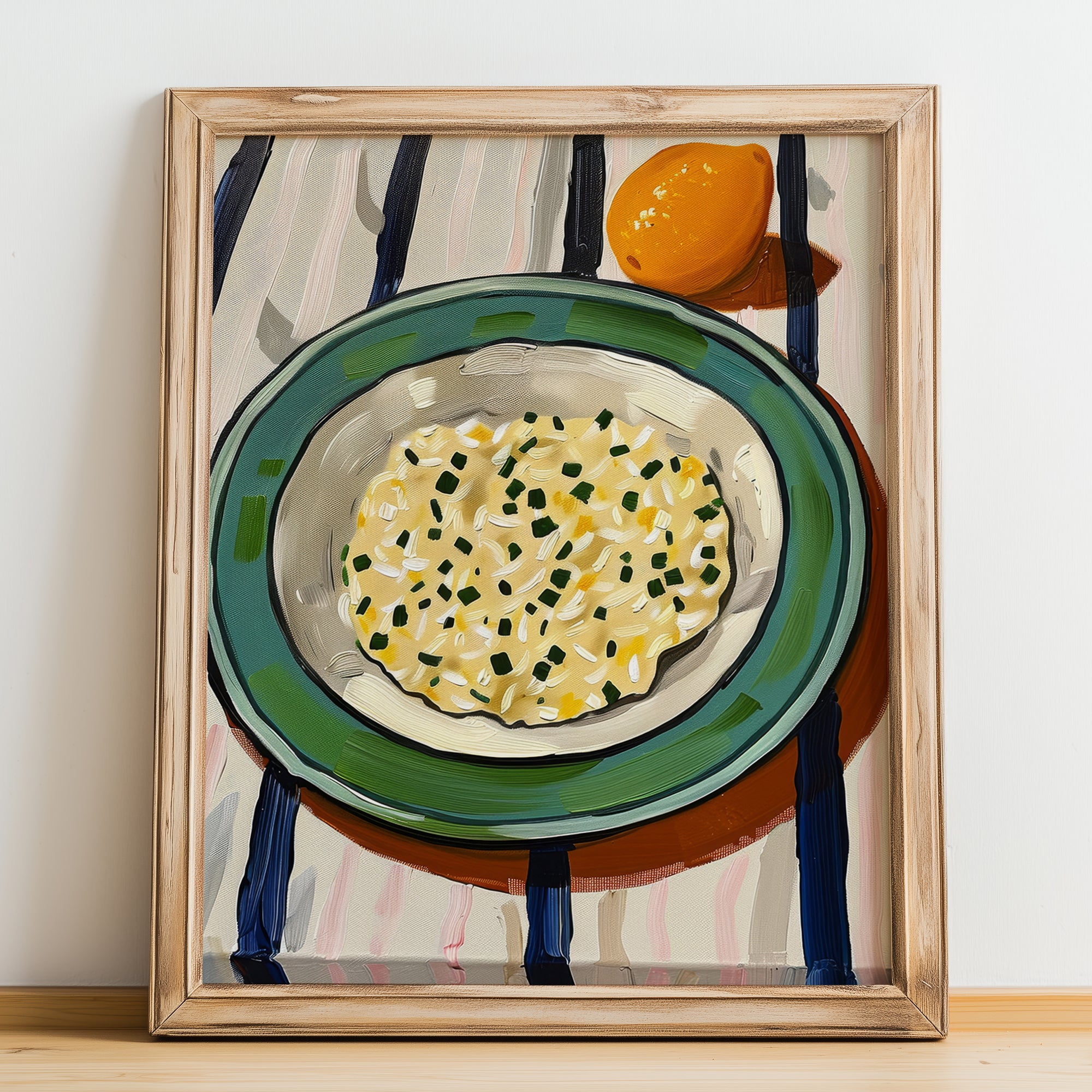 Risotto alla Milanese – Italian Rice Dish, Café Wall Art, no-text version framed in wood
