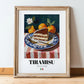 Tiramisu – Italian Dessert Dish, Tavern Wall Art, in wooden frame leaning on the floor