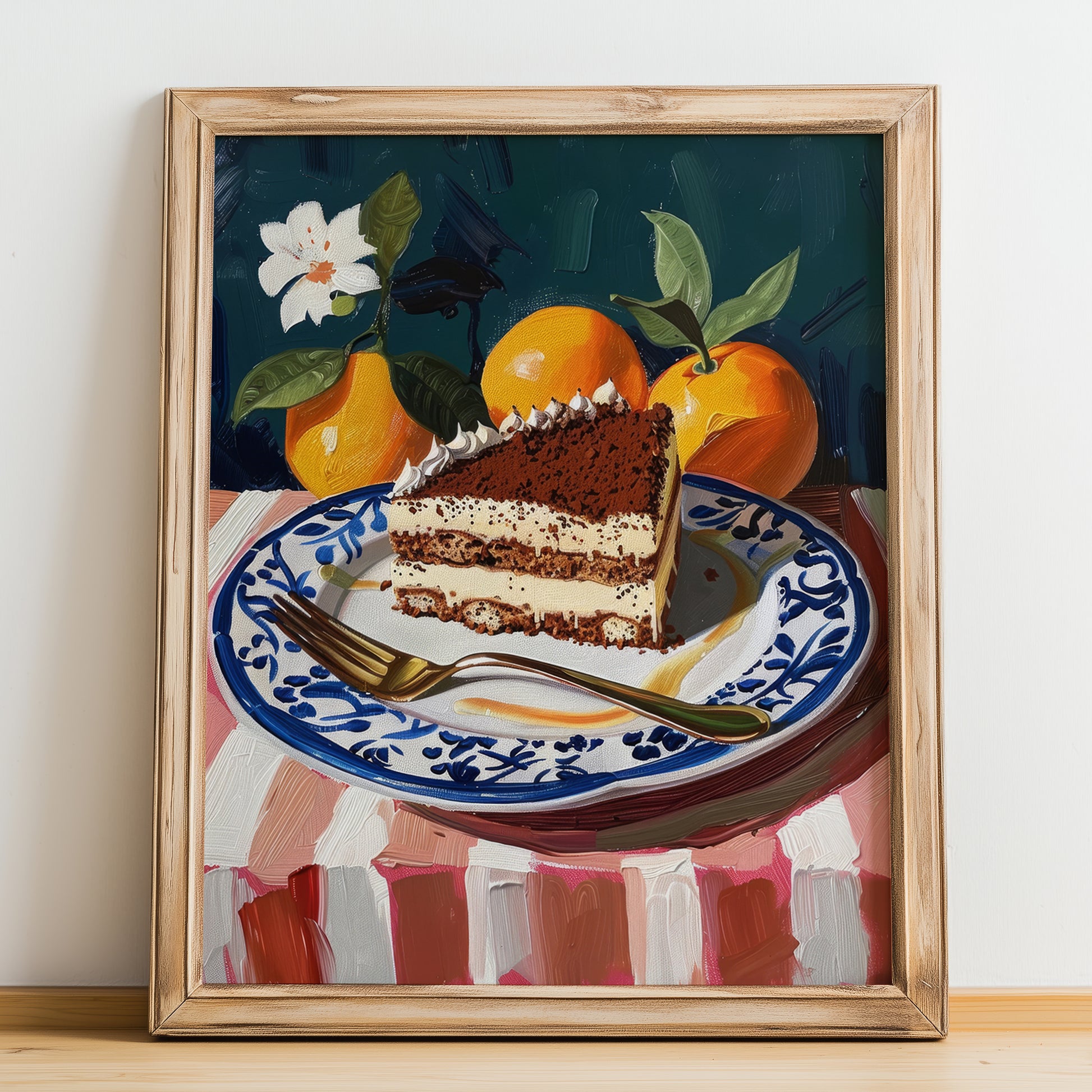 Tiramisu – Italian Dessert Dish, Tavern Wall Art, no-text version framed in wood
