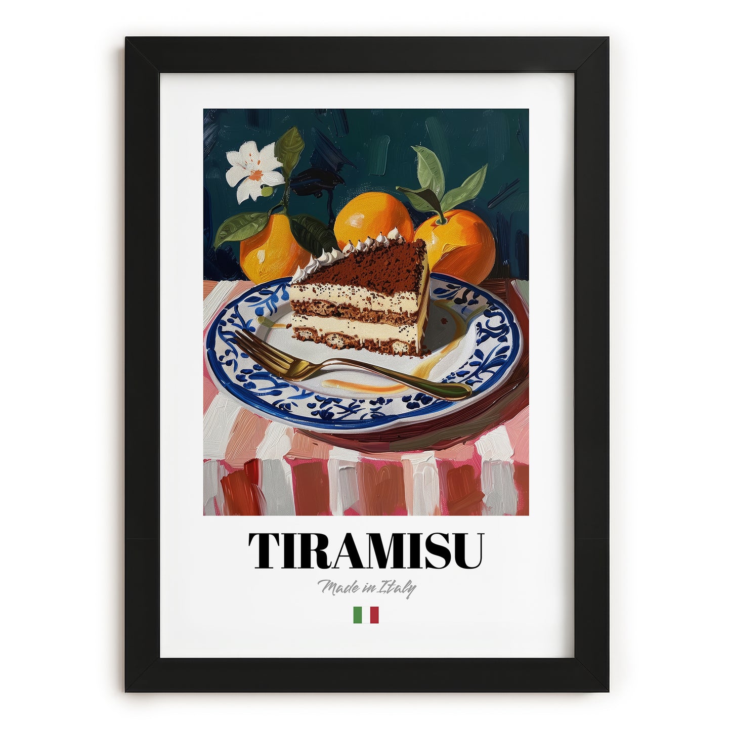 Tiramisu – Italian Dessert Dish, Tavern Wall Art, in sleek black frame