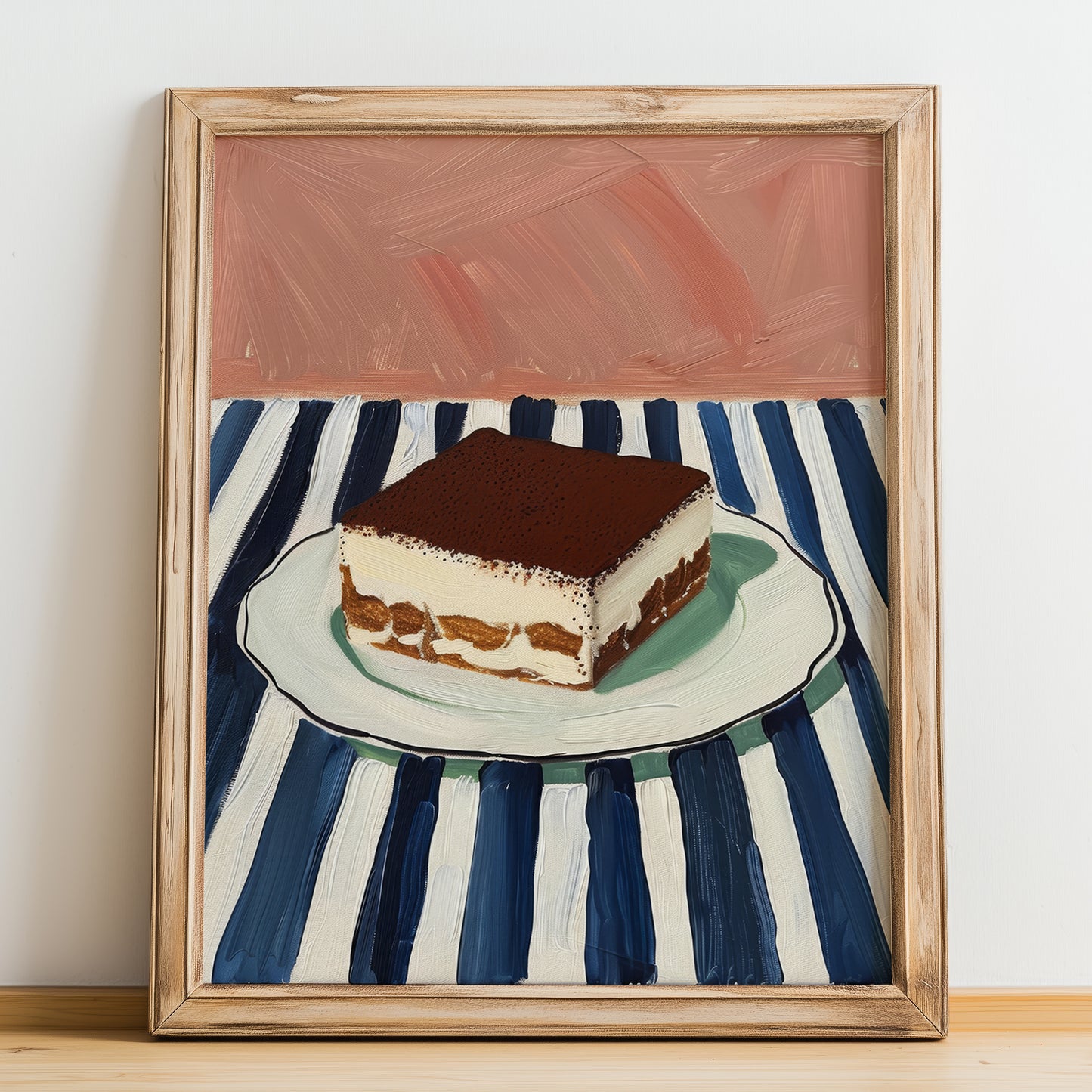 Tiramisu – Italian Dessert Dish, Restaurant Poster, no-text version framed in wood