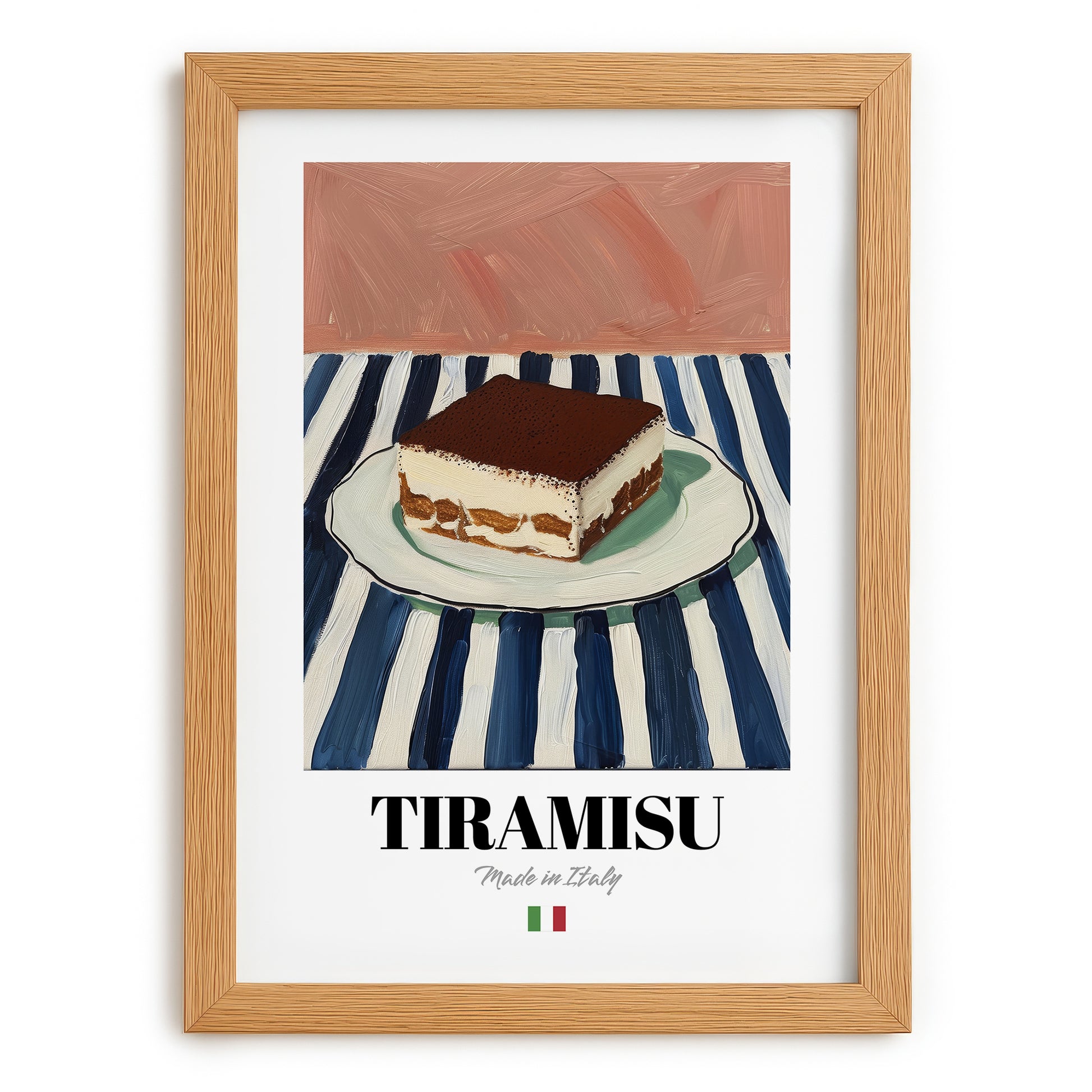 Tiramisu – Italian Dessert Dish, Restaurant Poster, set in oak frame