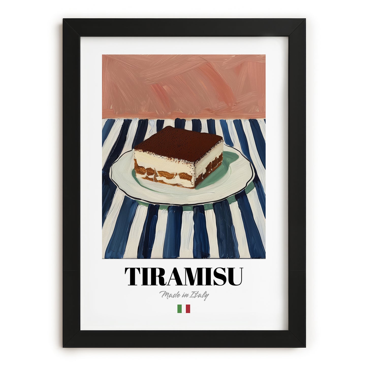 Tiramisu – Italian Dessert Dish, Restaurant Poster, in sleek black frame