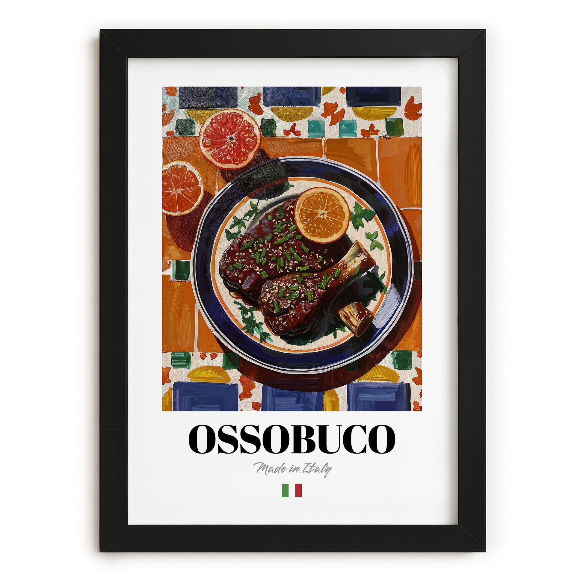 Ossobuco – Italian Stew Dish, Tavern Art, in sleek black frame
