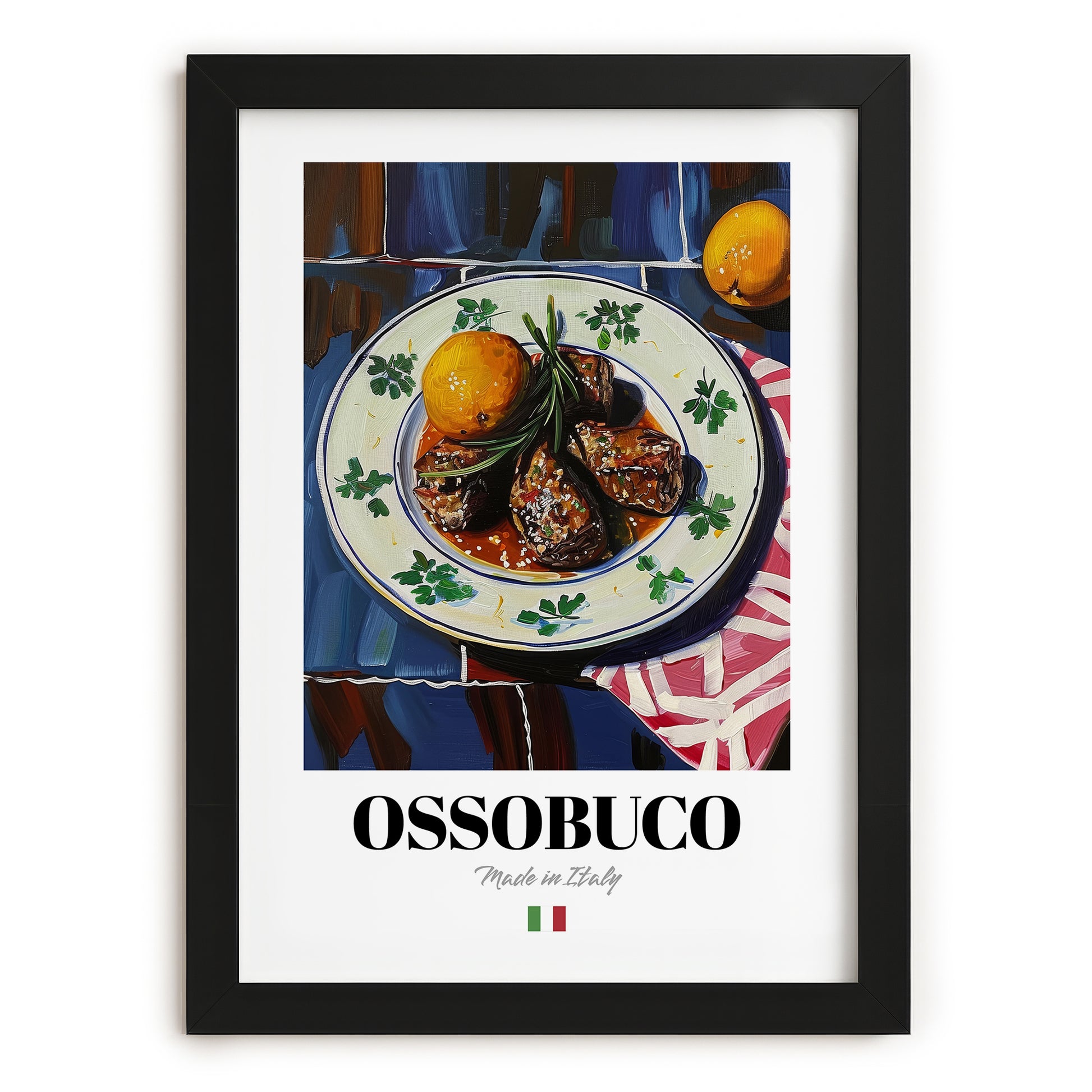 Ossobuco – Italian Stew Dish, Restaurant Painting, in sleek black frame