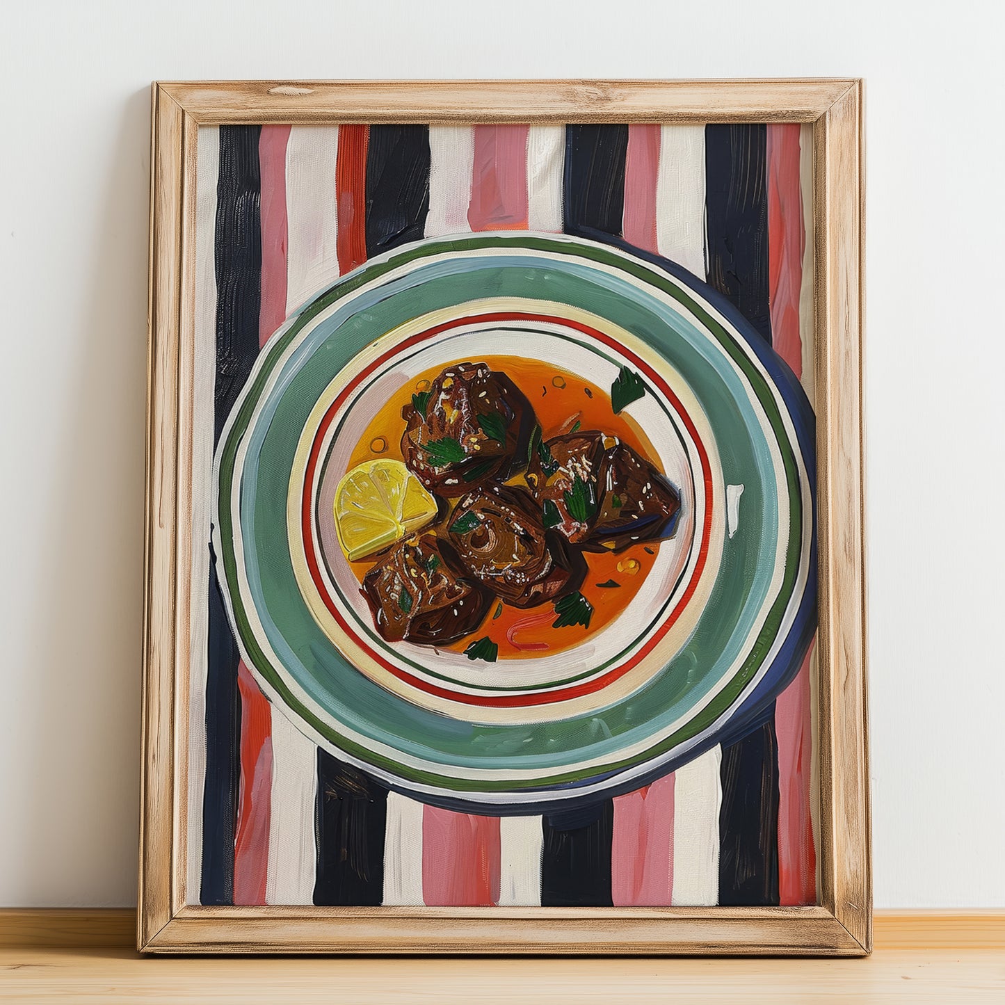 Ossobuco – Italian Stew Dish, Restaurant Poster, no-text version framed in wood