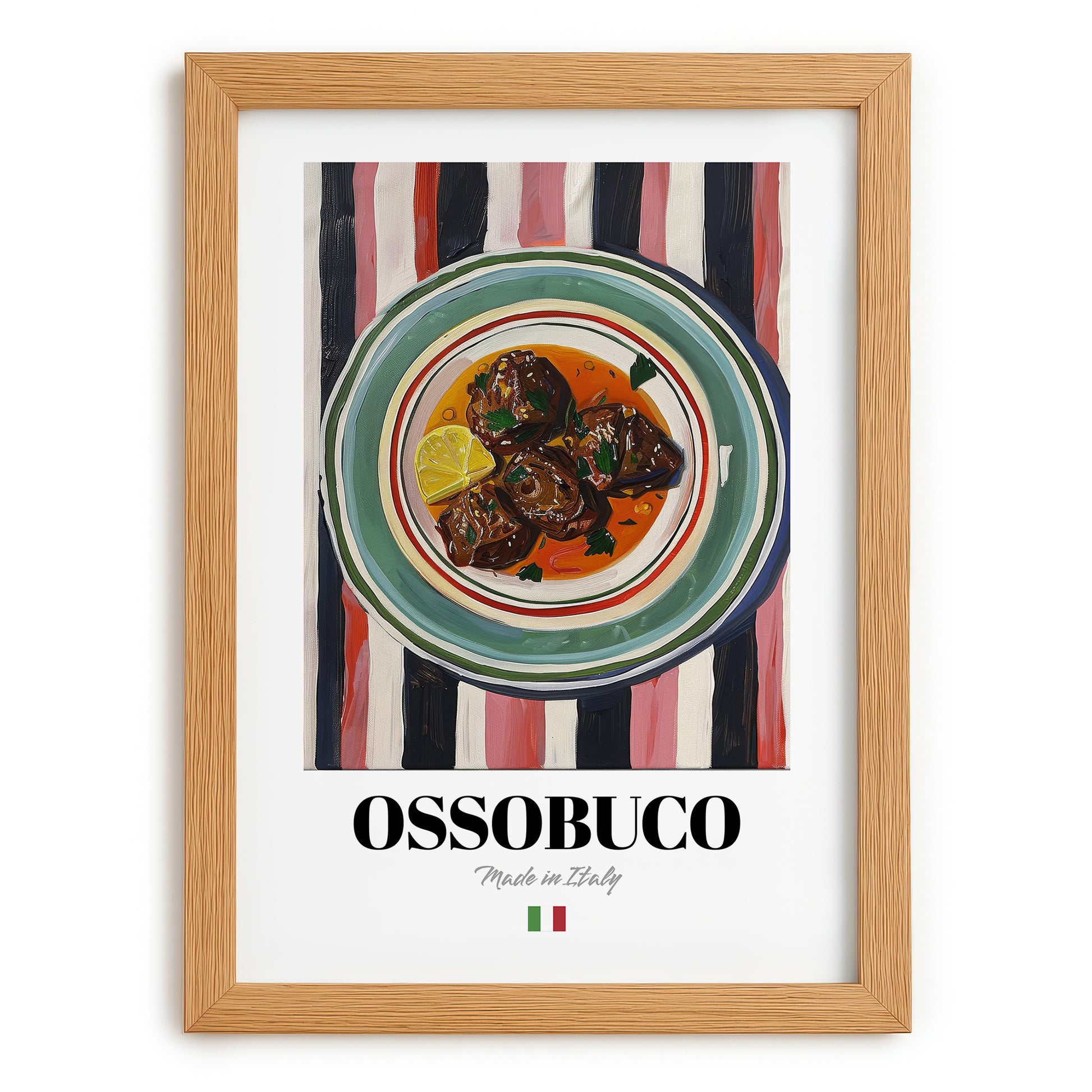 Ossobuco – Italian Stew Dish, Restaurant Poster, set in oak frame