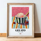 Gelato – Italian Ice Cream Gelato, Ice Cream Shop Art, in wooden frame leaning on the floor