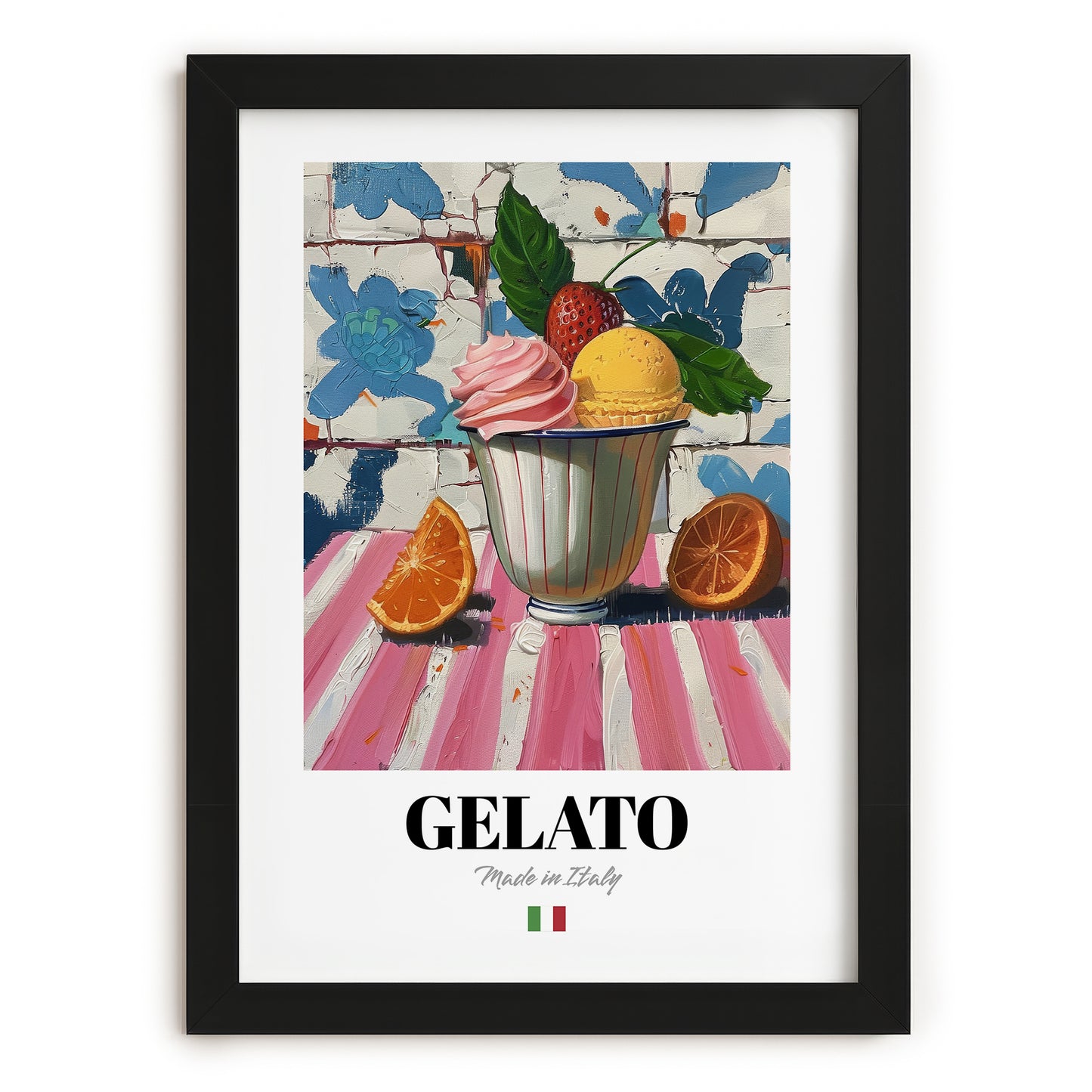 Gelato – Italian Ice Cream Gelato, Gelateria Still Life, in sleek black frame