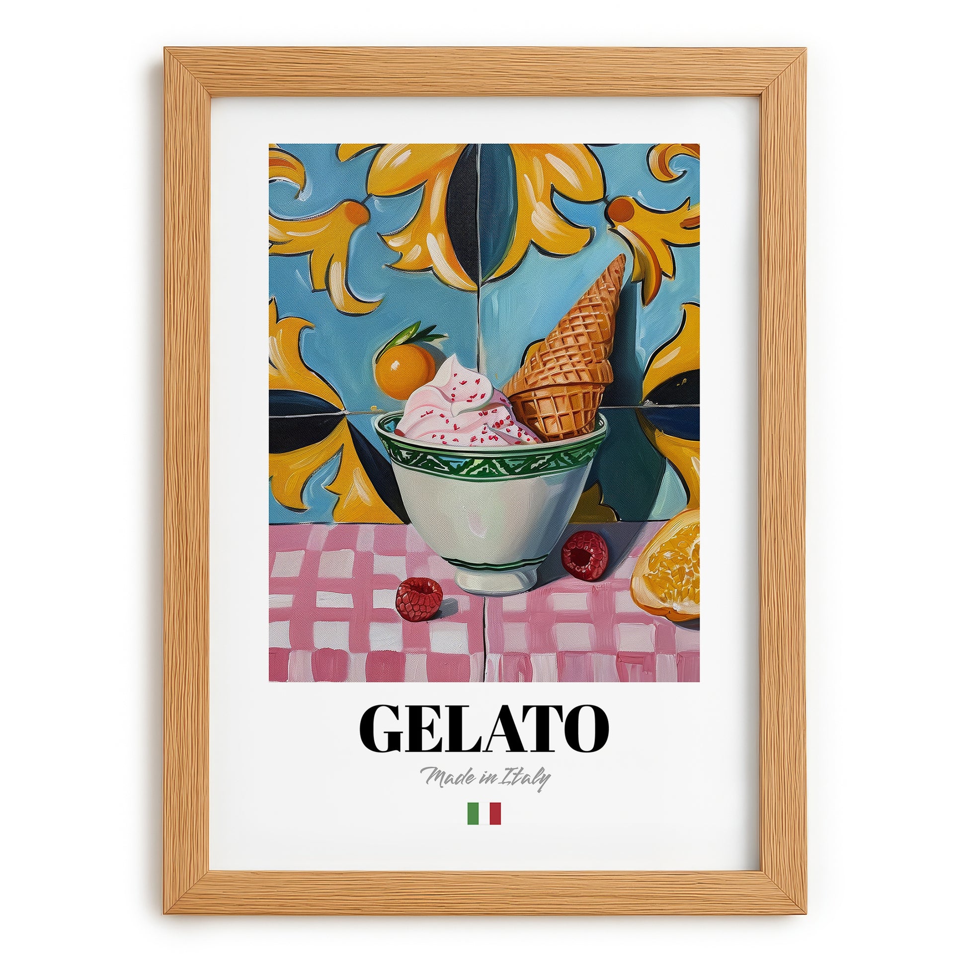 Gelato – Italian Ice Cream Gelato, Gelateria Art, set in oak frame