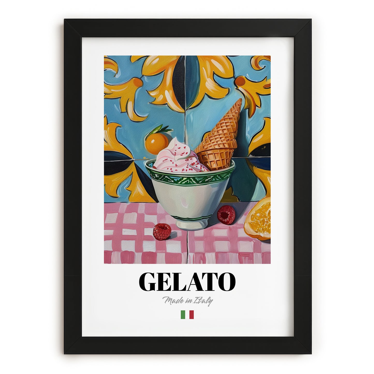 Gelato – Italian Ice Cream Gelato, Gelateria Art, in sleek black frame