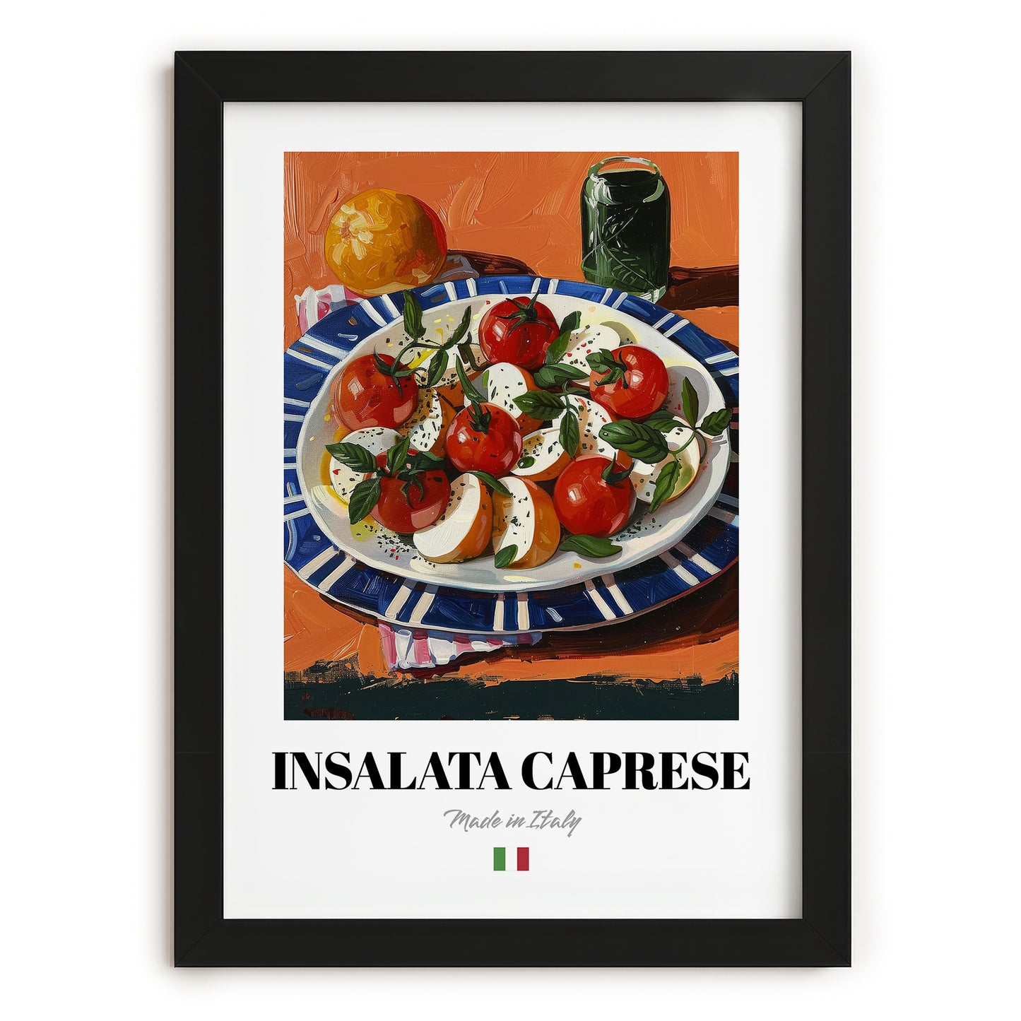 Insalata Caprese – Italian Salad Dish, Café Poster, in sleek black frame