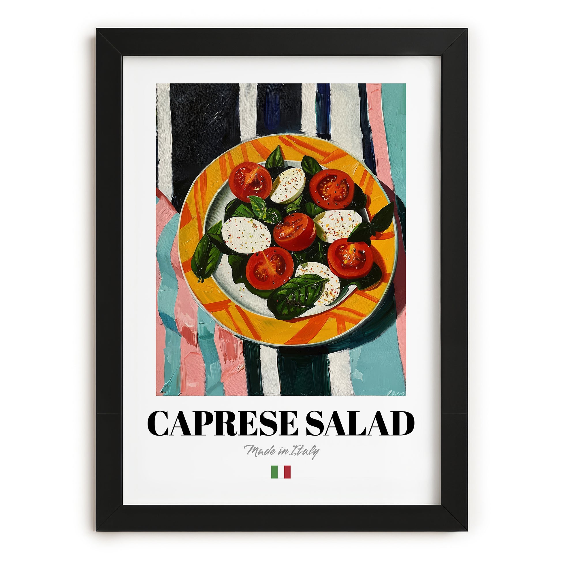 Caprese Salad – Italian Salad Dish, Restaurant Wall Art, in sleek black frame