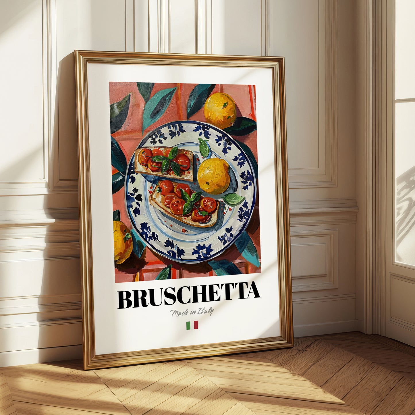Bruschetta – Italian Snack Dish, Farmhouse Kitchen Illustration