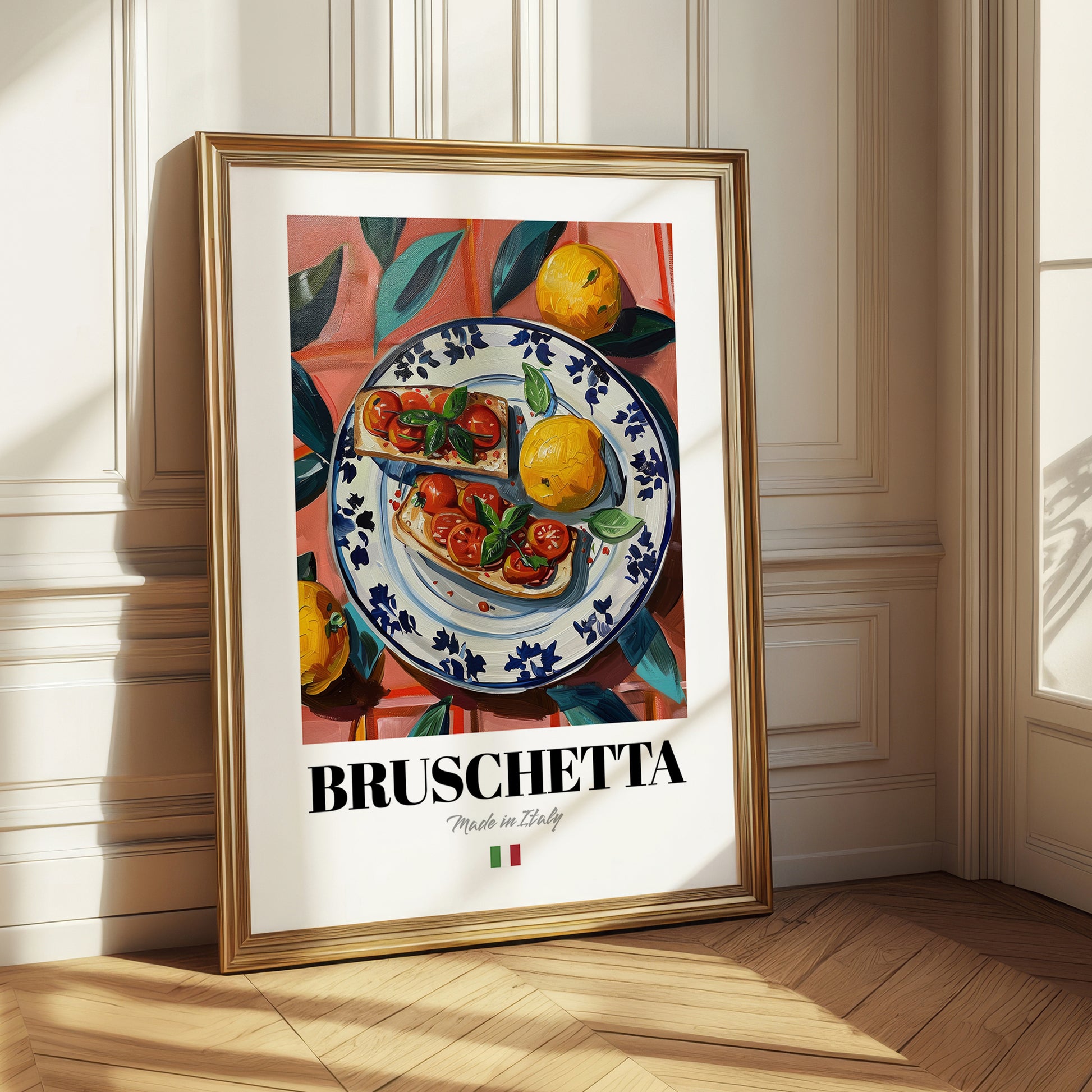 Bruschetta – Italian Snack Dish, Farmhouse Kitchen Illustration